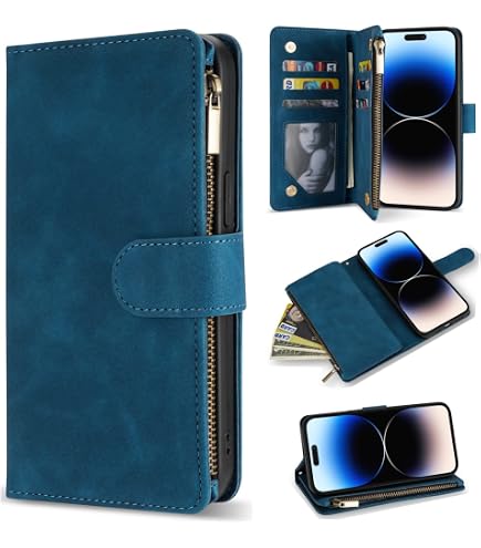 Amazon.com: ZZXX for iPhone 14 Pro Wallet Case Zipper Pocket 6.1