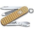 Victorinox Classic SD Precious Alox Swiss Army Knife, Compact 5 Function Swiss Made Pocket Knife with Small Blade, Screwdriver and Key Ring - Brass Gold