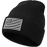 American Flag Embroidered Beanie Winter Hat for Men Women, Multi-Season Military Tactical Gear Police Army Winter Warm Hat