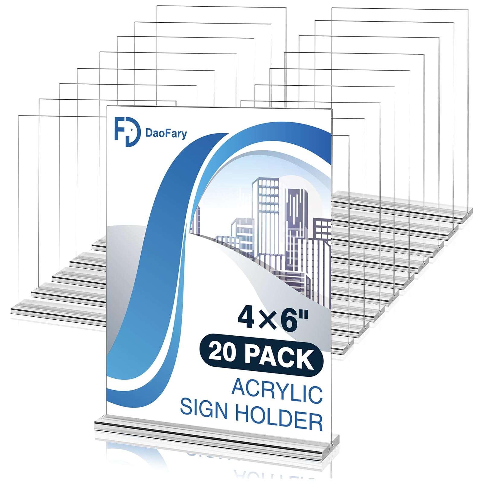 Photo 1 of 20 Pack Acrylic Sign Holder 4 x 6 Clear Display Table Signs Stand, Double Sided T Shape Flyer Holder Plastic for Picture Paper Frame Holder Home Office Menu Retail Show Fair