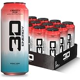 3D Sugar Free Energy Drink, Liberty Pop, 16oz Cans, 12 Pack | Zero Sugar Energy, 200mg Caffeine, Pre Workout Beverage with Taurine and L-Carnitine, Lightly Carbonated for Refreshment