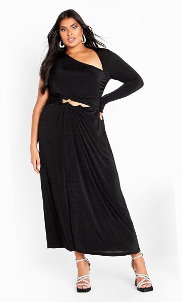 CITY CHIC PLUS SIZE DRESS, PAOLA MAXI DRESS BLACK