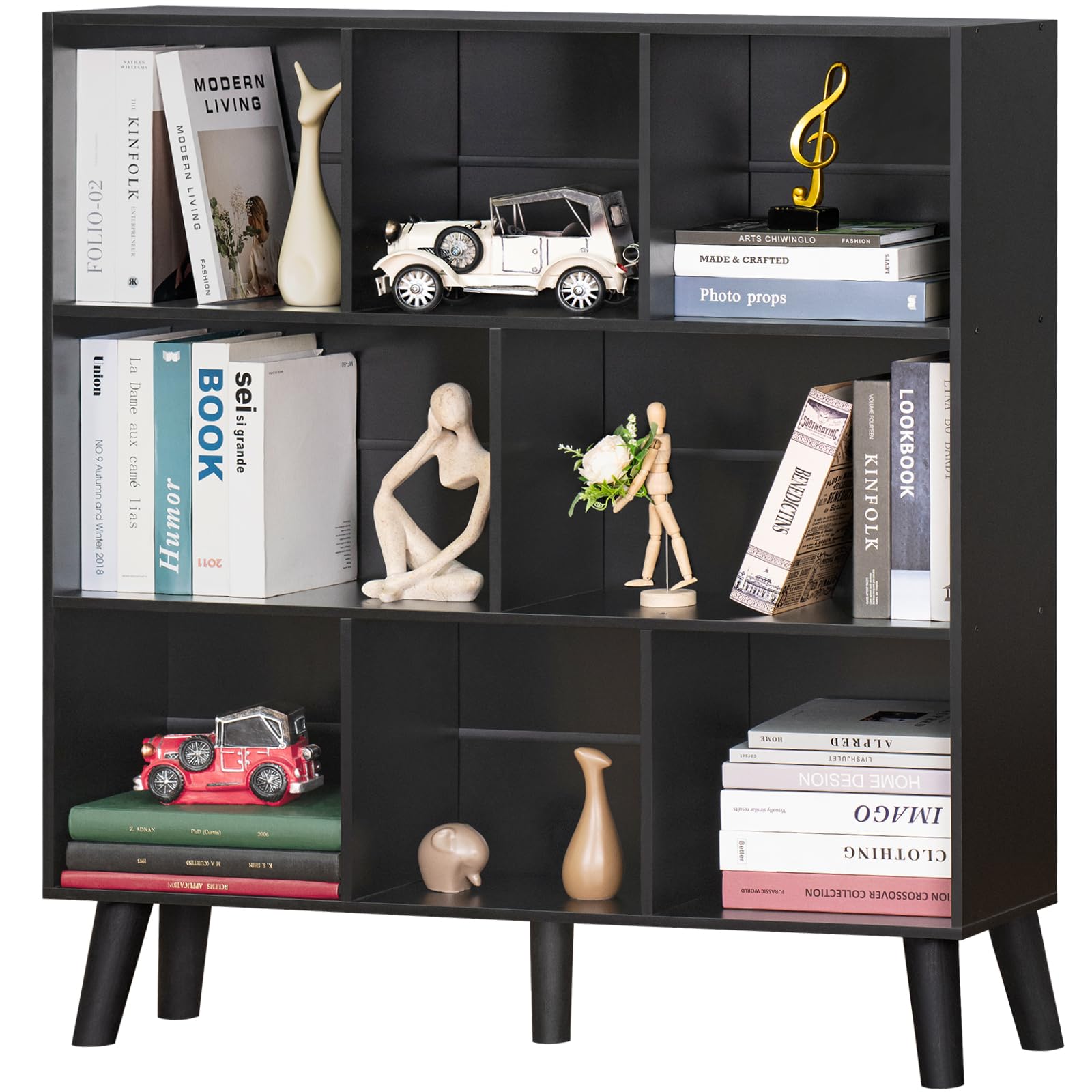YAHARBO 8 Cube Bookshelf,3 Tier Bookcase with