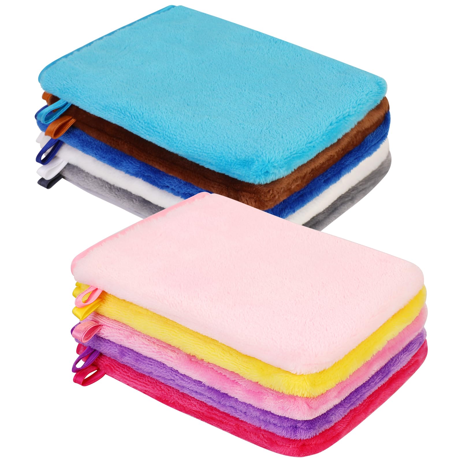PHOGARY 10 Pack Flannel Face Cloths Microfibre Body Wash Mitts, 21X15cm Reusable Makeup Remover Mitt, Super Absorbent & Soft Small Towels Kid Face Body Wash Cloth
