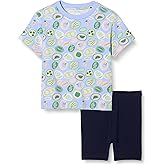 Amazon Essentials Girls and Toddlers' T-Shirt and Bike Short Set