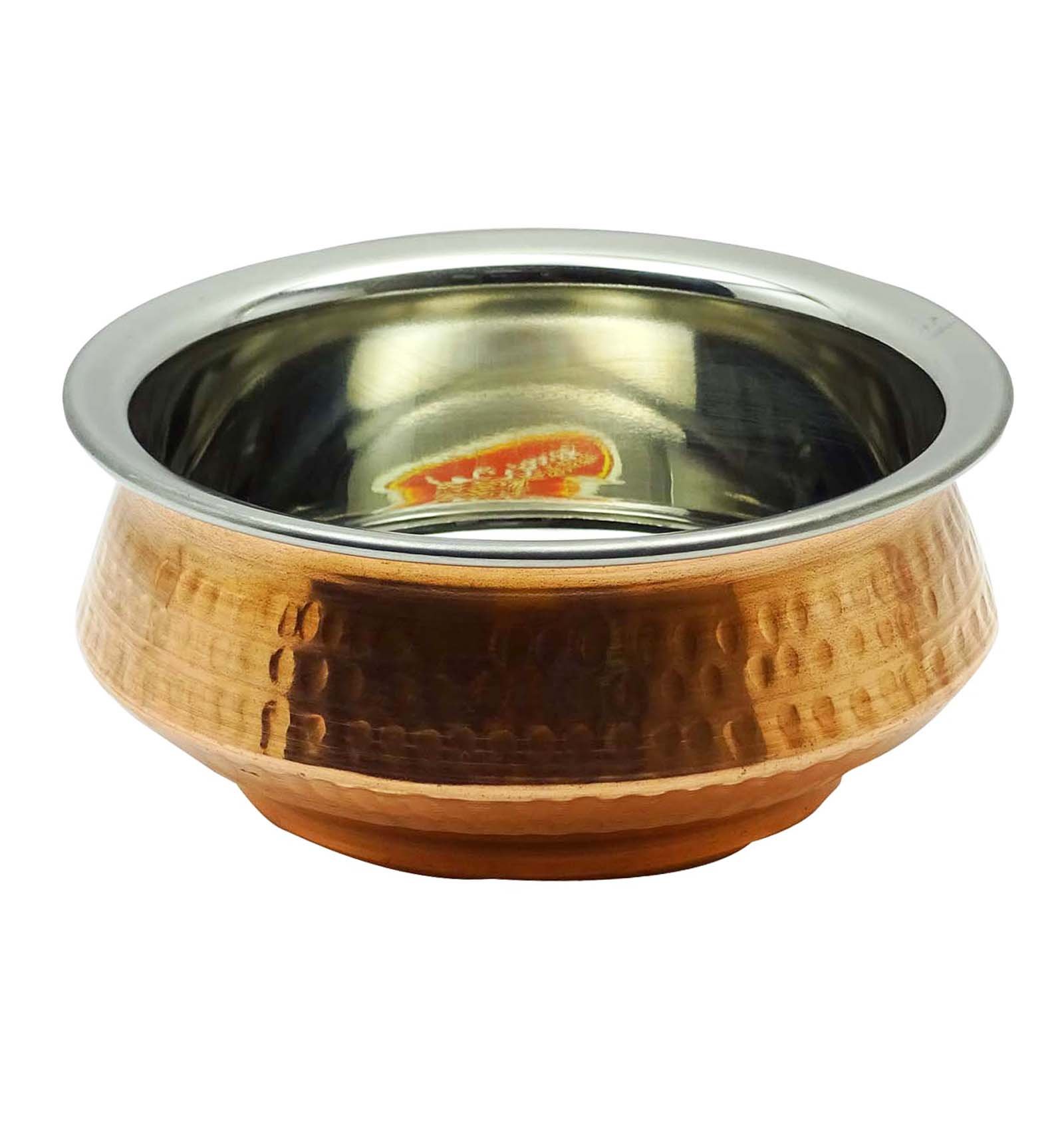 Traditional Indian Copper Medium Serving Handi Tableware Kitchen Utensil