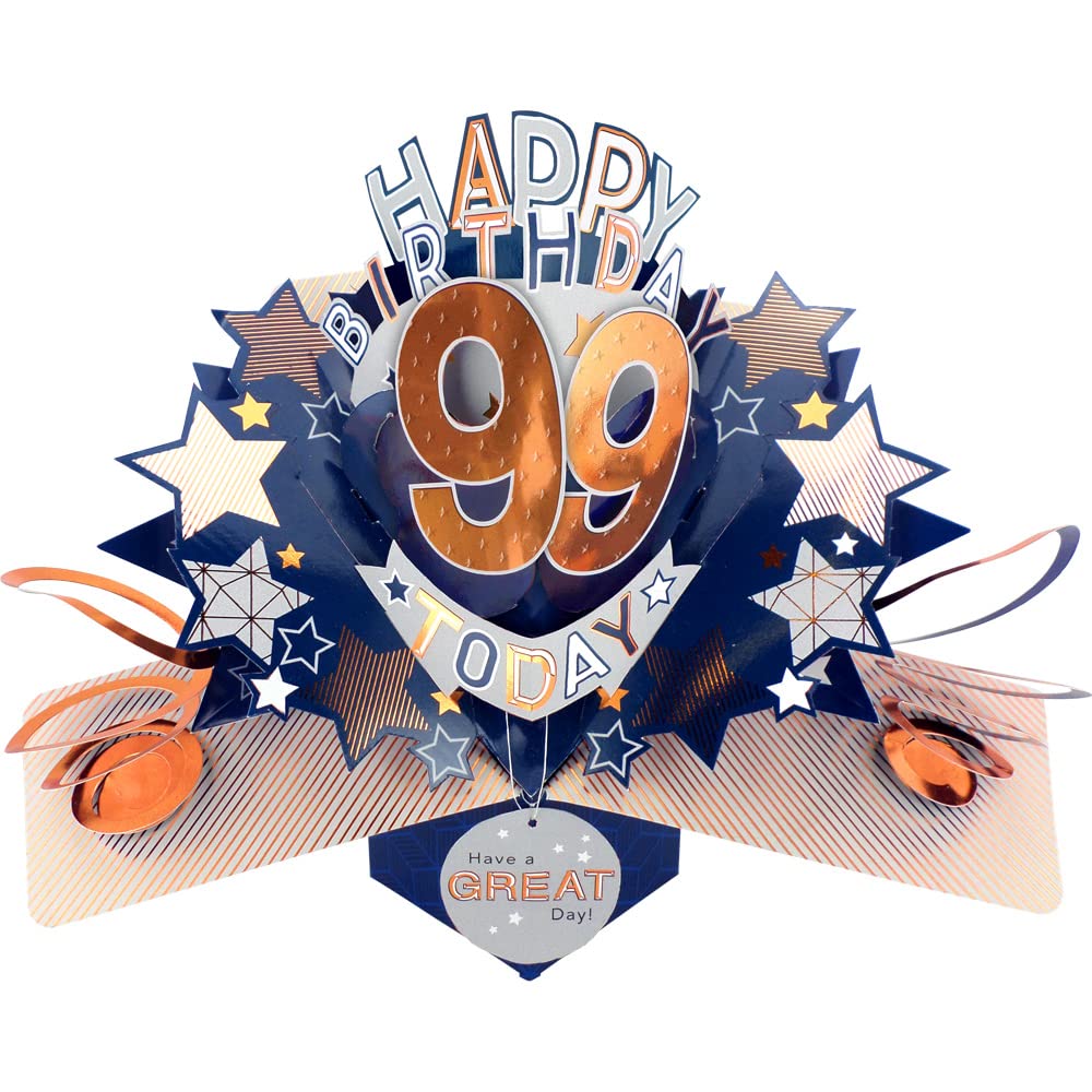 Happy 99th Birthday 99 Today Pop-Up Greeting Card Love Kate's Pop Up Cards Him POP204MC99