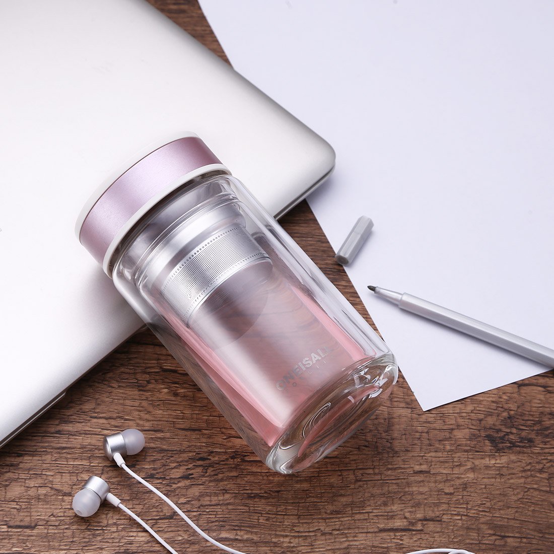 double wall glass tea tumbler