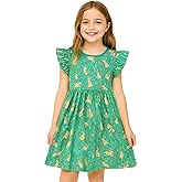 HILEELANG Girl Short Sleeve Dress Summer Cotton Casual Tunic Shirt Twirly Basic Skater Dress