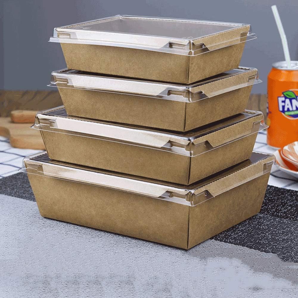 WSY Disposable Kraft Paper Packaging Box Sushi Box Salad Takeaway Lunch Box Party Picnic Tableware[100 Packs] (Color : XL)