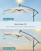 SONGMICS Cantilever 3m Garden Parasol with Base Beige LED Lights UPF 50+ view 5