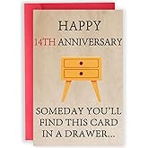 Abeletree Happy 14 Year Anniversary Card for Him Her, Funny 14th Wedding Anniversary Card for Couple Husband Wife, Best Ivory Aday Gifts for Men Women, Sweet Valentines Gifts Ideas