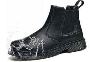 ZBVB Unisex-Adults Steel Toe Chelsea Boots, Men's Industrial Construction Shoes, Waterproof, Lightweight, Comfortable, Non-slip Safety Boots
