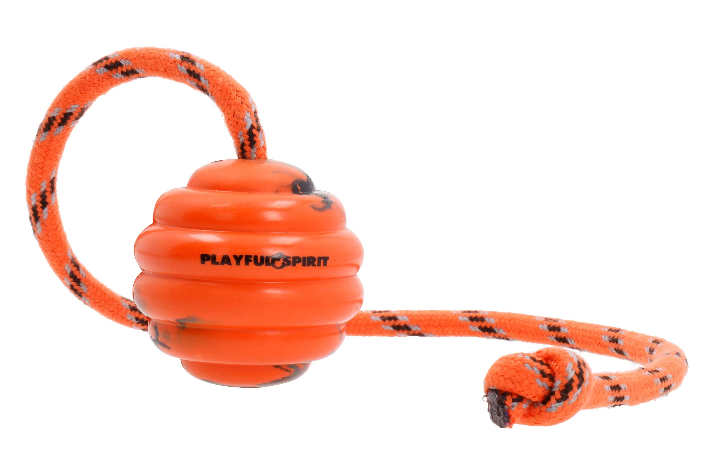 PlayfulSpirit Durable Natural Rubber Ball on a Rope - Perfect Dog Training, Exercise and Reward Tool - Medium Size Dog Toy for Fetch, Catch, Throw and Tug War Plays – Happy Playtime Guaranteed
