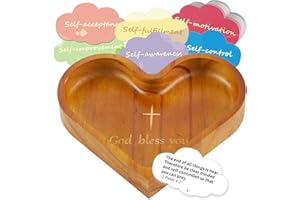 NStuiv Prayer Bowls with 90+20 Pcs Color Coded Bible Verses Cards, Wooden Heart Bowl, Prayer Cards for Women Religious gifts Christian Easter Christian Gifts for Christian Women Men Friends