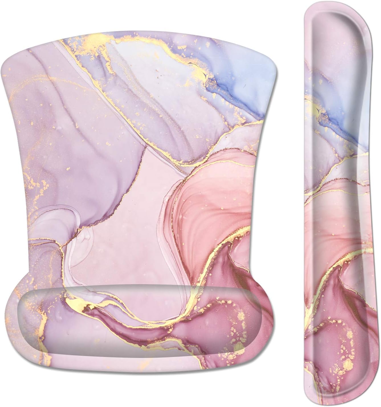Ergonomic Mouse Pad with Wrist Support and Keyboard Wrist Rest Pad Set, iDonzon Cute Wrist Pad with Non-Slip Rubber Base and Raised Memory Foam, Easy Typing & Pain Relief, Glitter Marble : Office Products