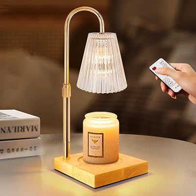 OKYUK Candle Warmer Lamp with Remote, Timer, Dimming & Adjustable Height