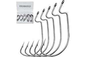 BAIKALBASS Fishing Hooks for Bass Fishing - 100pcs EWG Offset Worm Hook Texas Rig Hooks for Freshwater Saltwater Size 1/0 2/0 3/0 4/0 5/0 - Soft Lures Worms Plastics Bait Fishing Hook with Tackle Box