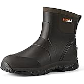 HISEA Upgraded Excursion Pro Men's Rain Boots, Ankle Height Rubber Hunting Boots Waterproof Insulated Neoprene Boots Durable Outdoor Mud Booties for Hunting Gardening Farming Fishing and Yard Work