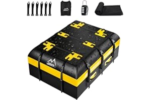 M KARMATER 21 Cubic Feet Rooftop Cargo Carrier Bag, Waterproof Zip Soft Roof Top Cargo Bag with Anti-Slip Mat, Luggage Lock, 2 Reflective Strips, 6 Door Hooks, Storage Bag, for All Cars with/Without Rack