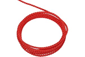 MECCANIXITY Twisted Cord Trim, 11 Yard 2mm 3-Ply Twine Braided Rope Shiny Thread String for Craft Gift Bag Curtain Christmas Decor, Bright Red - 10m