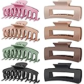 TOCESS 8 Pack Big Hair Claw Clips for Women Large Claw Clip for Thin Thick Curly Hair 90's Strong Hold 4.33 Inch Nonslip Matt