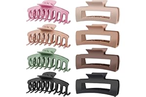 TOCESS 8 Pack Big Hair Claw Clips for Women Large Claw Clip for Thin Thick Curly Hair 90's Strong Hold 4.33 Inch Nonslip Matte Jumbo Hair Clips (8 Pcs)