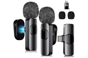 MULBEVD Wireless Lavalier Microphone with Magnetic Clip, Mini Mic for iPhone Android, Active Noise Cancellation, Clip-on Microphone for TikTok, YouTube, Video Vlog, Interviews, Live Streaming