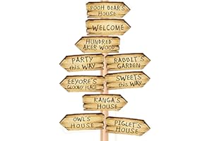 DAYIMG 20PCS Winnie Arrow Signs Double-Side Directional Sign For Classic Pooh Baby Shower Decorations Winnie Birthday Decor Party Lawn Sign