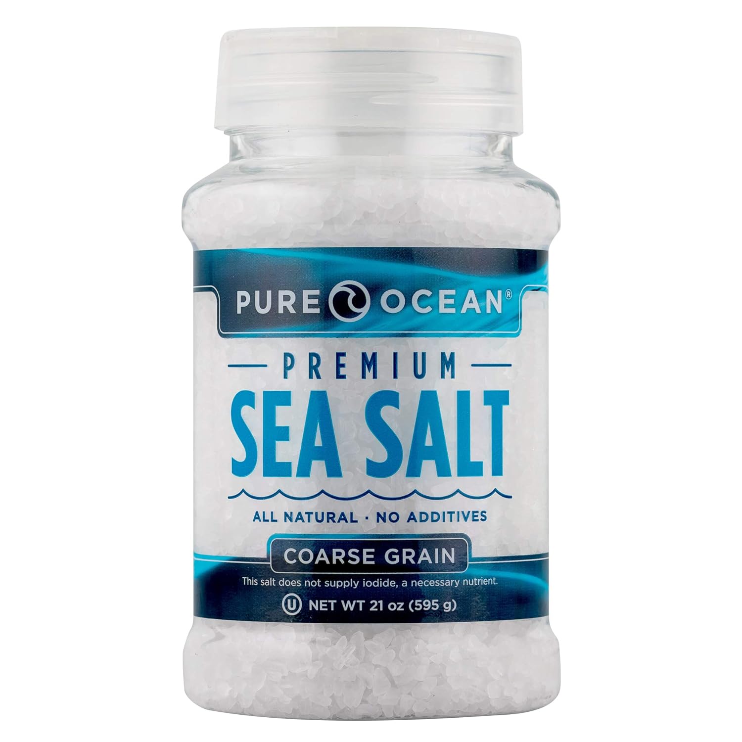SaltWorks Pure Ocean Coarse Food Service Jar, Sea Salt, 21 Ounce