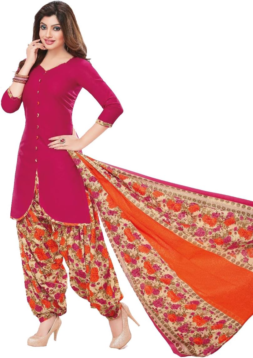 Gorgeous and Fashion Attire Pink Unstitched Cotton 1503 Salwar/Chudidar Dress Material