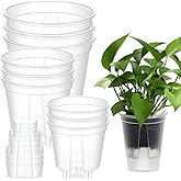 Qulkws 9 Piece Self Watering Pots with Drainage Holes and Deep Reservoir Clear Flower Pots Flexible Plastic Planter Pot for Indoor/Outdoor Plants(4.7'', 5.9'' and 7'')