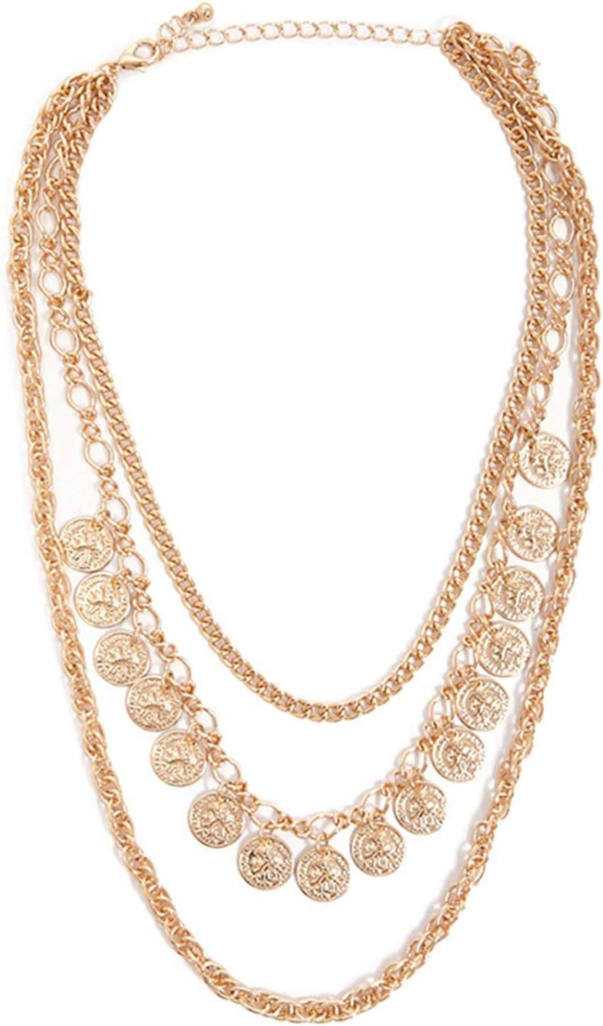 Aooaz Choker Necklace with Long Chain for Womens Coin Pendant Necklace