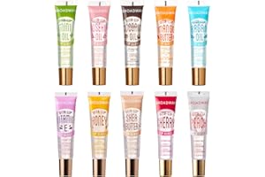 Ruby Kisses Broadway Vita-Lip Clear Lip Gloss (10 Pack), Hydrating & Soothing Formula with Vitamin, High-Shine Non-Sticky Lip Balm with Mint, Rosehip, Coconut, Mango, Argan, Honey, Shea, Cherry, Peach