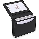 FOXHACKLE Leather Credit Card Holder For Men and Women, Small RFID Blocking Bifold Wallet (With ID Slot, Matte Black)