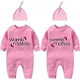 YSCULBUTOL Baby Twins Bodysuit Cute Baby Womb Mates Outfit Girl Funny Romper Baby Girl Clothes Set