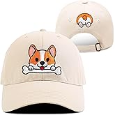Corgi Gifts for Corgi Lovers, Adjustable Dog Hat for Women Men, Embroidered Front and Back Cap