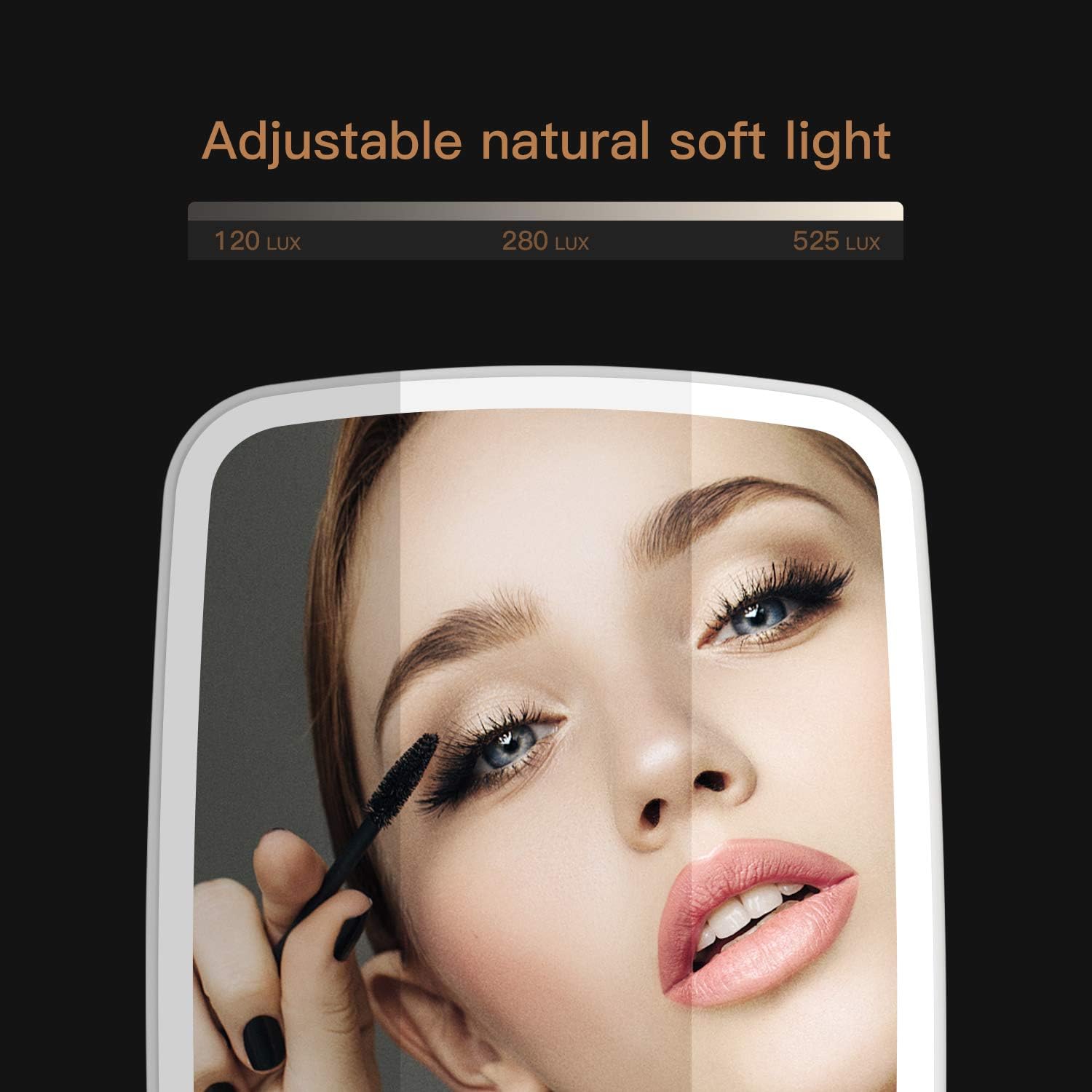 Jordan & Judy Makeup Mirror Touch Screen Vanity Mirror with LED Brightness Adjustable Portable USB Rechargeable: Furniture & Decor