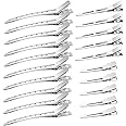 WILNAKWEL 40 Pcs Metal Duck Billed Hair Clips for Styling Sectioning,Silver for Women Long Hair, Alligator Curl Clips for Hair Roller,Salon,Bows DIY with Case