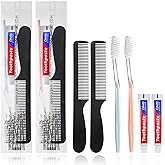 HQSLsund 50 Pack Disposable Toothbrushes with Toothpaste and Comb for Homeless Individually Wrapped,10g Travel Toothpaste,7inch Black Hair Comb, Toothbrush for Hotel,AirBnb,Shelter,Charity