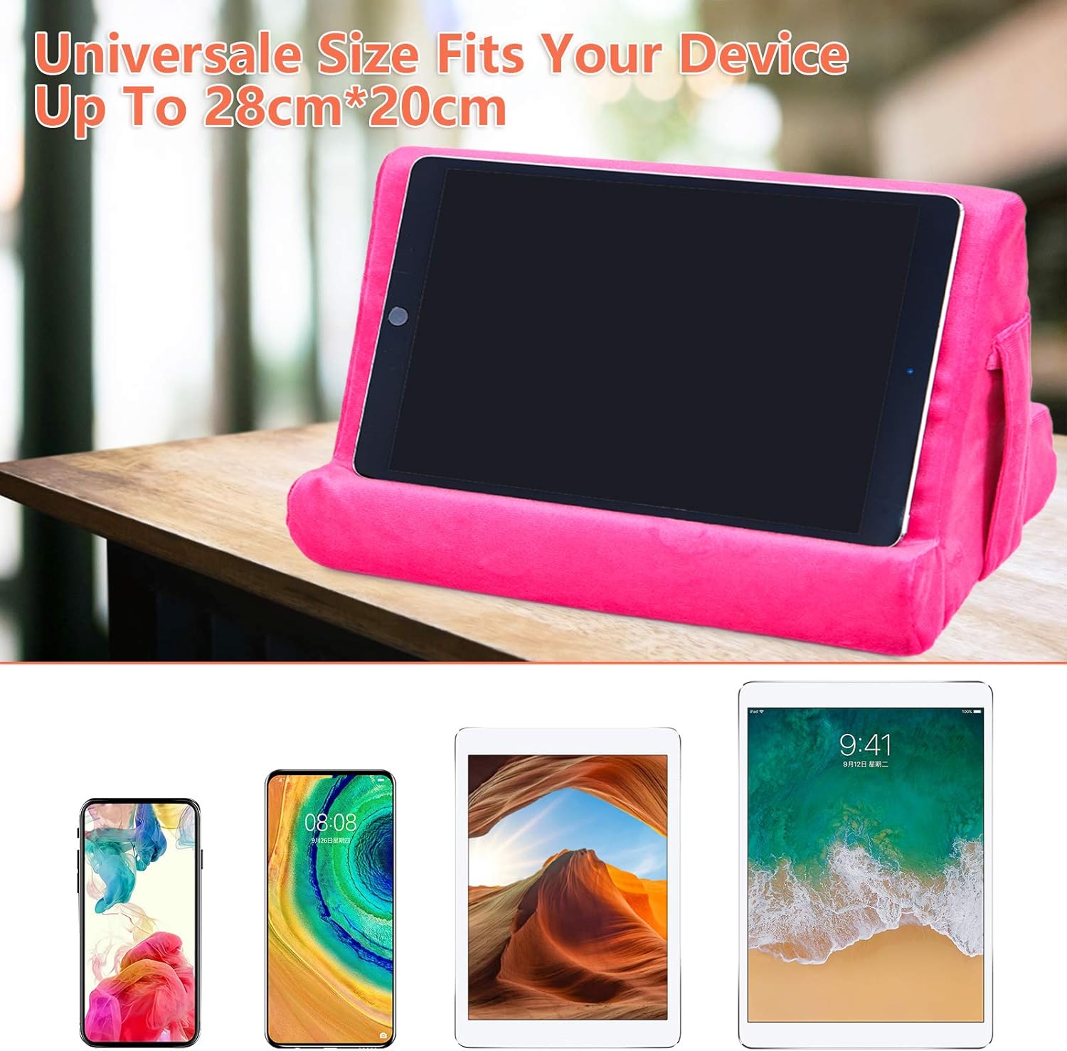 Sttargxing Multi-angle Lazy Holder & Soft Pad Stand for Tablet - Universal Phone Stands with Net Pocket - Pink - Image 4