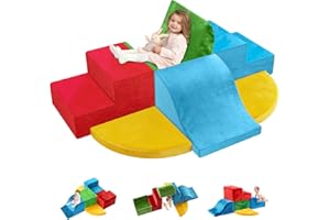 JWPEHOE 7-Piece Toddler Climbing Toys Indoor, Foam Climbing Blocks Soft Play Structures, Climbing Toys for 1 Year Old, Multi-Color Combinations Climbing Blocks, Indoor for Toddler1-3, Infant, Baby