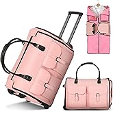 Garment Bags for Travel, 2-in-1 Convertible Rolling Duffle Bag with Wheels, Modern Carry-on Travel Bag for Suits, Foldable Suit Bag, Telescopic Handle, Hanging Hook