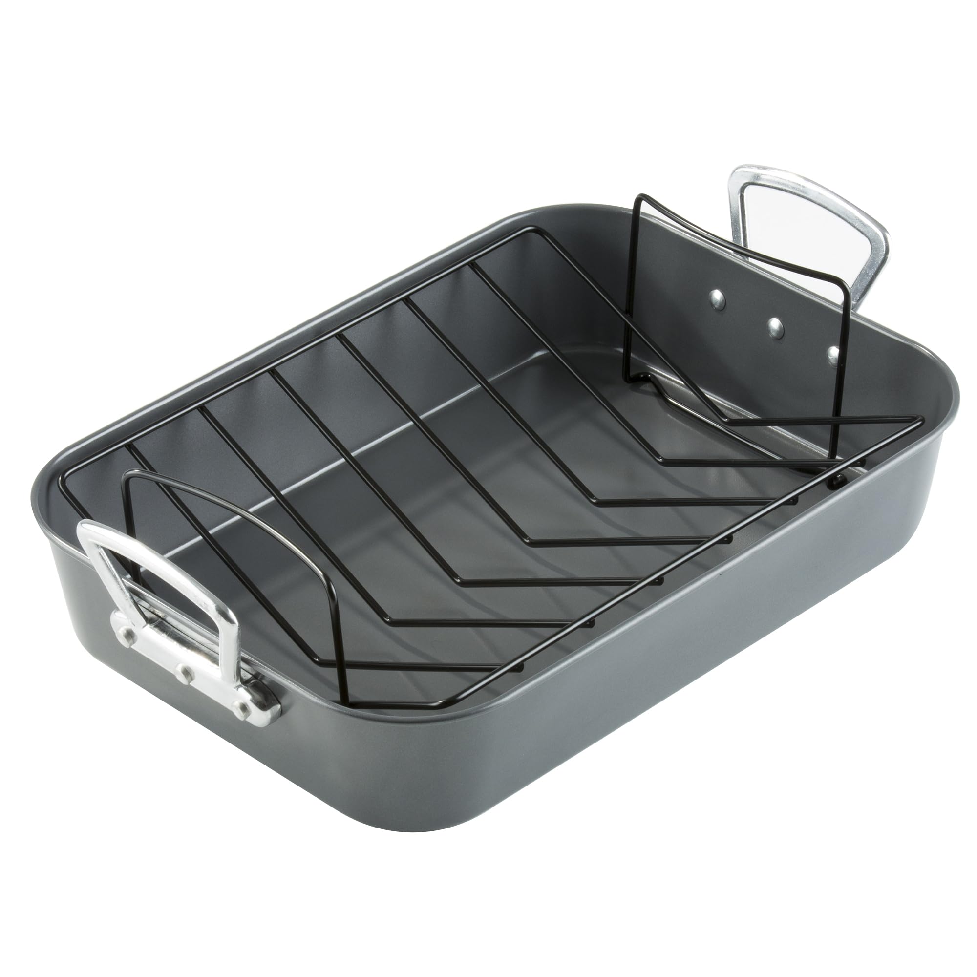 Prochef Roasting Tray 15” , Professional Grade, Removable Non Stick Rack, Black