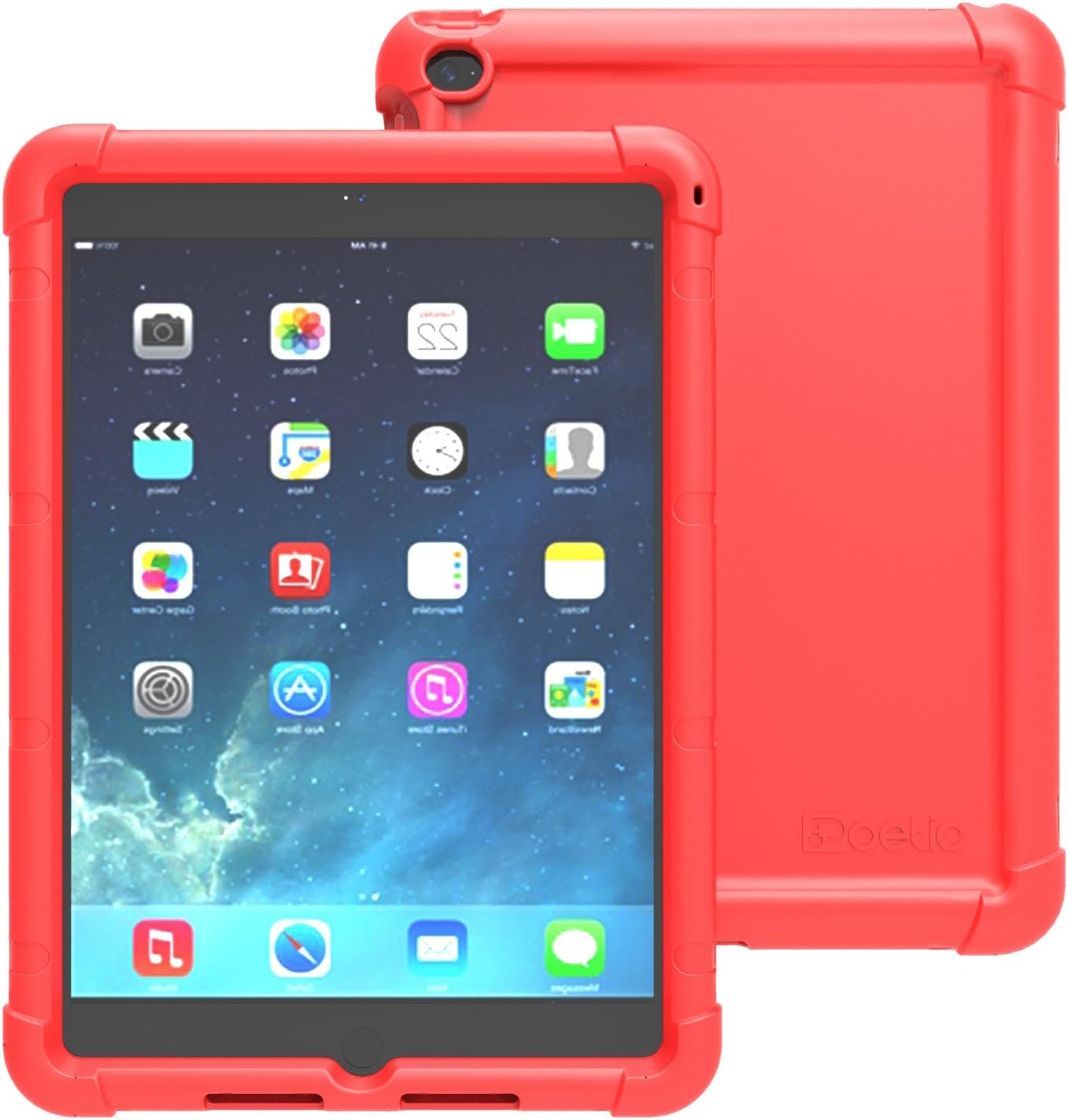 iPad Air 2 Case - Poetic iPad Air 2 Case [TurtleSkin Series] - [Corner/Bumper Protection] [Grip] [Sound-Amplification] Protective Silicone Case for Apple iPad Air 2 Red