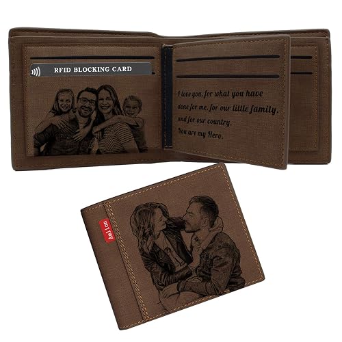 Custom Engraved RFID Wallet For Men - Personalized With Photo/Text, PU Leather, Multiple Colors