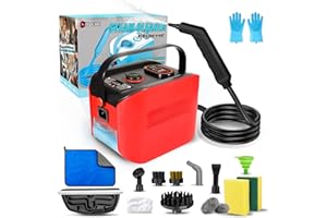 DOVERC Handheld Steam Cleaner for Home,10s Heat-Up,4.5BAR High Pressure Portable Steamer for Cleaning,3 Levels Adjustable Pressurized Steam Cleaner for Car Detailing,Furniture,Dirt,Grease,Bed bugs,Couch,Red