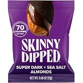 SkinnyDipped Super Dark Chocolate + Sea Salt Almonds, Vegan, Healthy Snack, Plant Protein, Gluten Free, 0.46 oz Mini Bags, Pack of 24