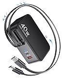 Retractable USB C Charger Wall Plug with Dual
