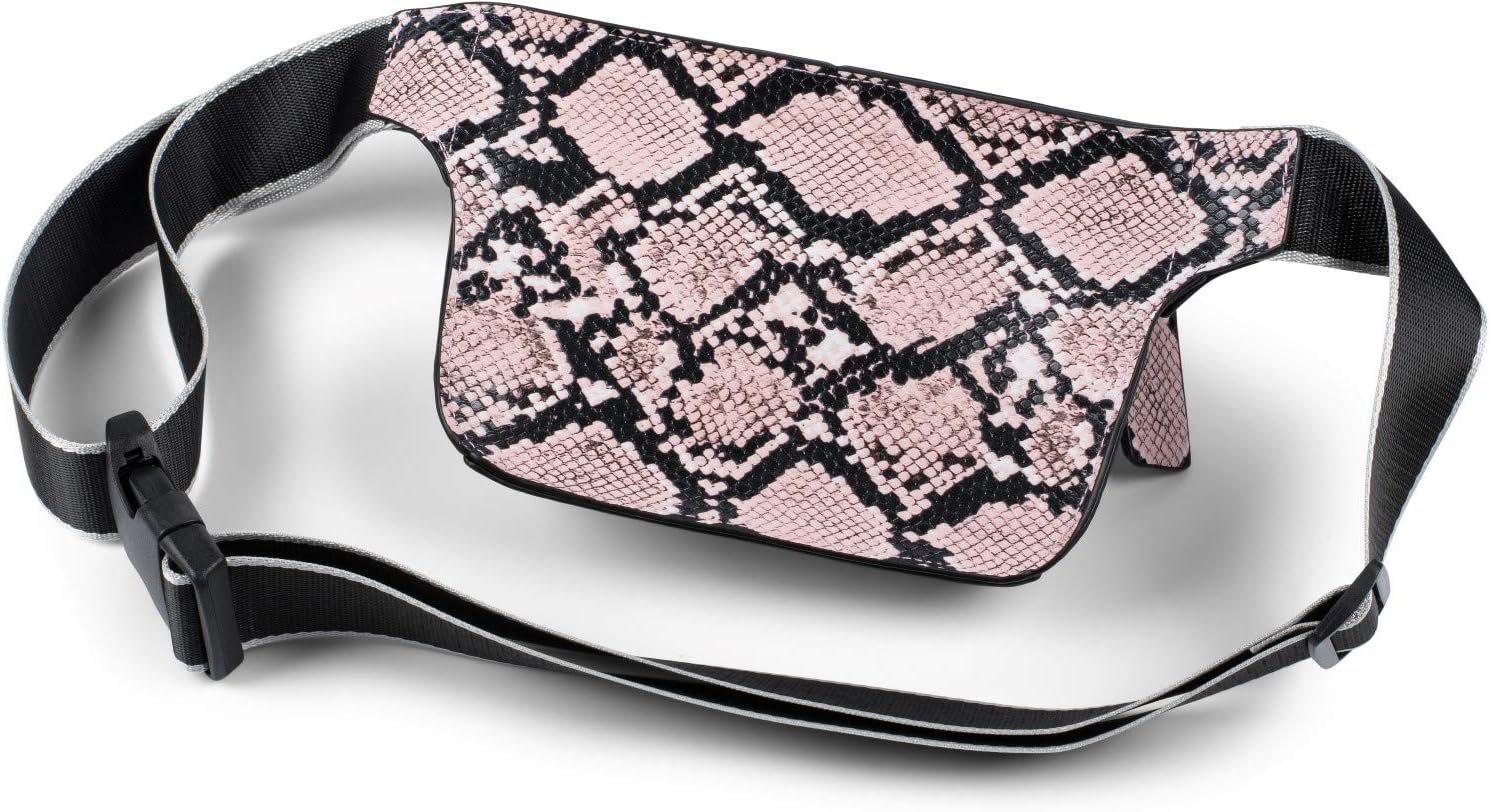 styleBREAKER Ladies Fanny Pack with Snake Pattern, Adjustable Strap, Zipper, Belt Pouch, Hip Pocket 02012321, Colour:Rose-Black - Image 4